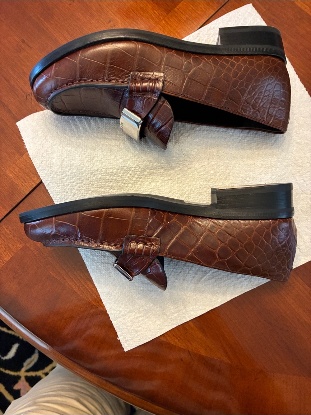 RAG & BONE. GORGEOUS Brown Croc-Embossed Leather Loafers. Size 38. SOFT. NWOT - Picture 15 of 16